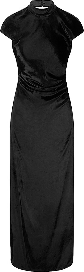 Women's Tina Velvet Cap-Sleeve Maxi Dress - Black - Size 0