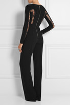 Thumbnail for your product : Elie Saab Lace-paneled crepe jumpsuit