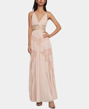 BCBGMAXAZRIA Embellished Lace-Inset Gown