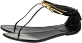 Thumbnail for your product : Gucci Black Suede Embellished Flat Thong Sandals Size 39.5