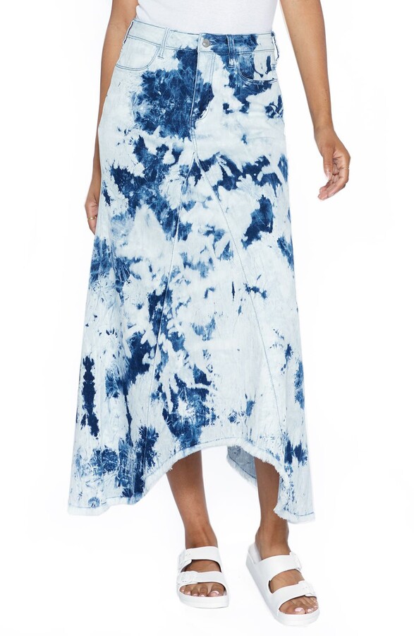 tie dye denim skirt