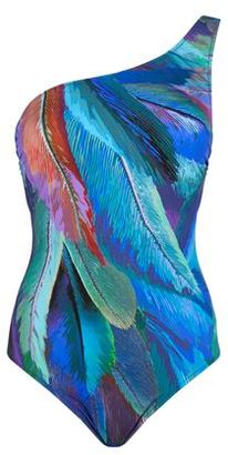 Gottex Feather Print One Shoulder Swimsuit