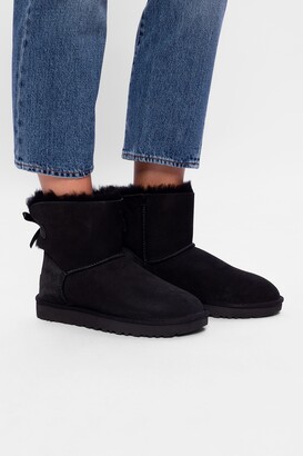 UGG 'Mini Bailey Bow II' Suede Snow Boots Women's Black - ShopStyle