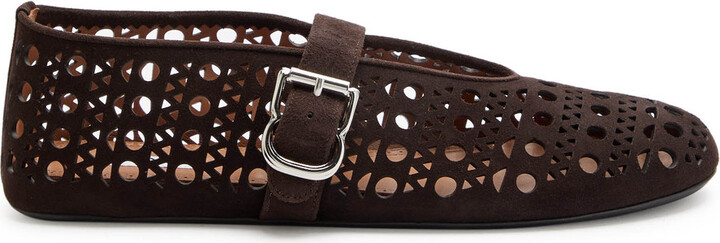 Alaia Vienne Cut-out Suede Ballet Flats