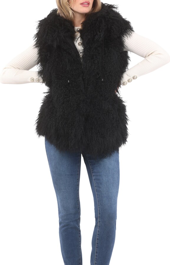 Gorski Reversible Genuine Shearling Vest With Wool And Cashmere Blend Back