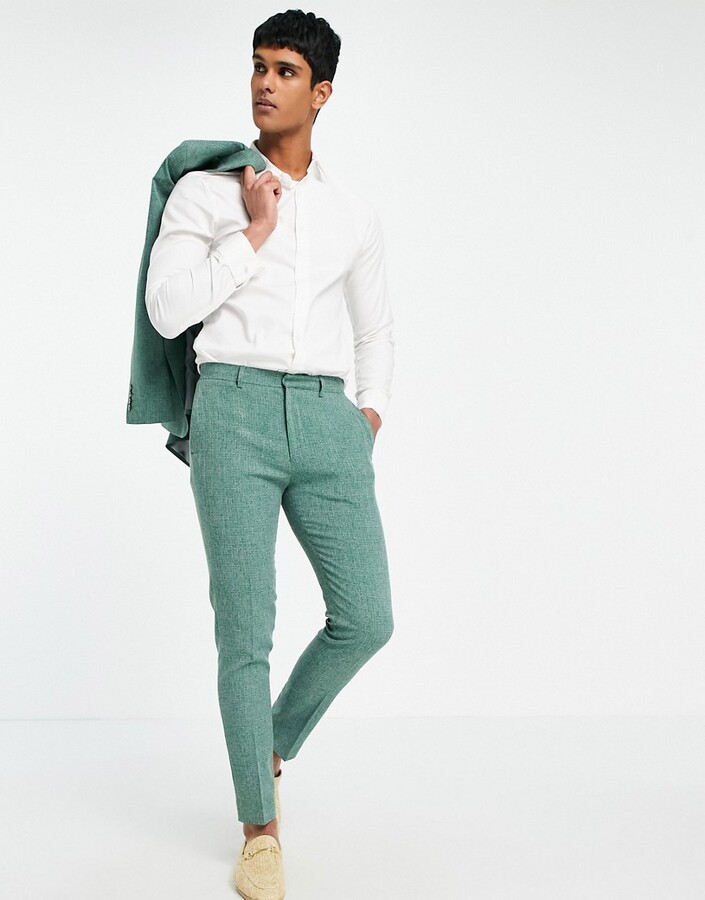 ASOS DESIGN wedding super skinny suit trousers in forest green