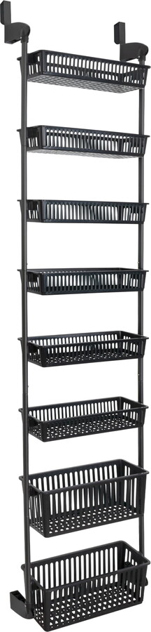 Smart Design 8-Tier Over-The-Door Hanging Pantry Organizer with 2 Deep and 6 Full Baskets - All Black