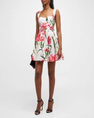 Dolce & Gabbana Floral Print Sweetheart Mini Dress