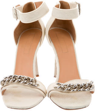 Celine Ponyhair Chain-Link Sandals