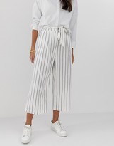Thumbnail for your product : ASOS DESIGN linen tie waist culottes in stripe