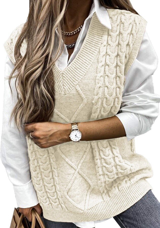 white knit vest womens