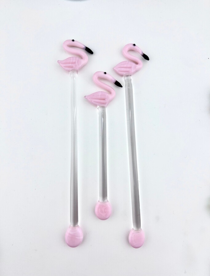 Etsy Set Of 4 Glass Flamingo Stir Sticks Handmade Cocktail Swizzle Sticks
