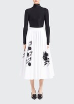 Thumbnail for your product : Prada Flower-Print Pleated Midi Skirt