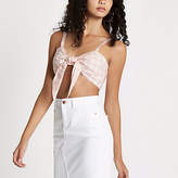 Thumbnail for your product : River Island Pink check bralet crop top