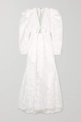 Rosie Assoulin Mary Had A Little Lamb Flocked Cotton-blend Chiffon Dress - White