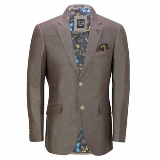 Xposed Mens Linen Blazer Cotton Blend Retro Vintage Smart Casual Jacket Waistcoat 