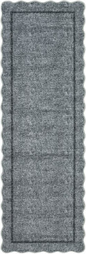 Scalloped Machine Washable Rug Non-Slip Bordered Floor Mats Non-Shedding Soft Low Pile Modern Accent Rugs for Living Room Bedroom Office