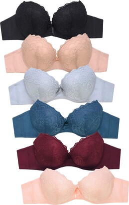 Mamia Women's Full Cup Push Up Lace Bras (Pack of 6)-36B-Lily - ShopStyle