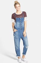 Thumbnail for your product : Billabong 'Over it All' Button Front Denim Overalls (Juniors)
