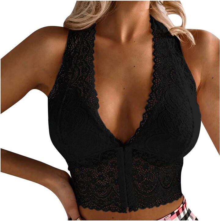 Orbescl Comfort Bras for Women Cross Front Push Up Wireless Lace
