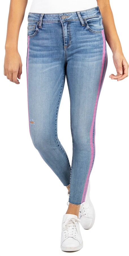 ESRA Women Skinny Jeans with Side Stripe High Waist Jeans in Big Sizes J330 