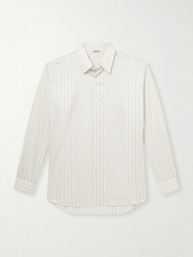 AURALEE Striped Cotton and Silk-Blend Shirt