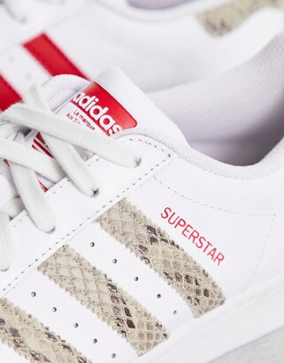 adidas Superstar snake print sneakers in white - ShopStyle