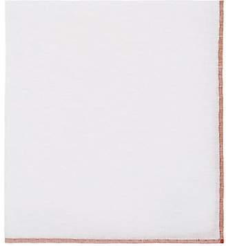 Simonnot Godard Men's Contrast-Edge Cotton-Linen Pocket Square - White