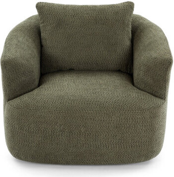 Hokku Designs 360° Swivel Upholstered Barrel Chair - Accent Sofa Chair with Throw Pillow for Living Room/Bedroom/Office/Hotel