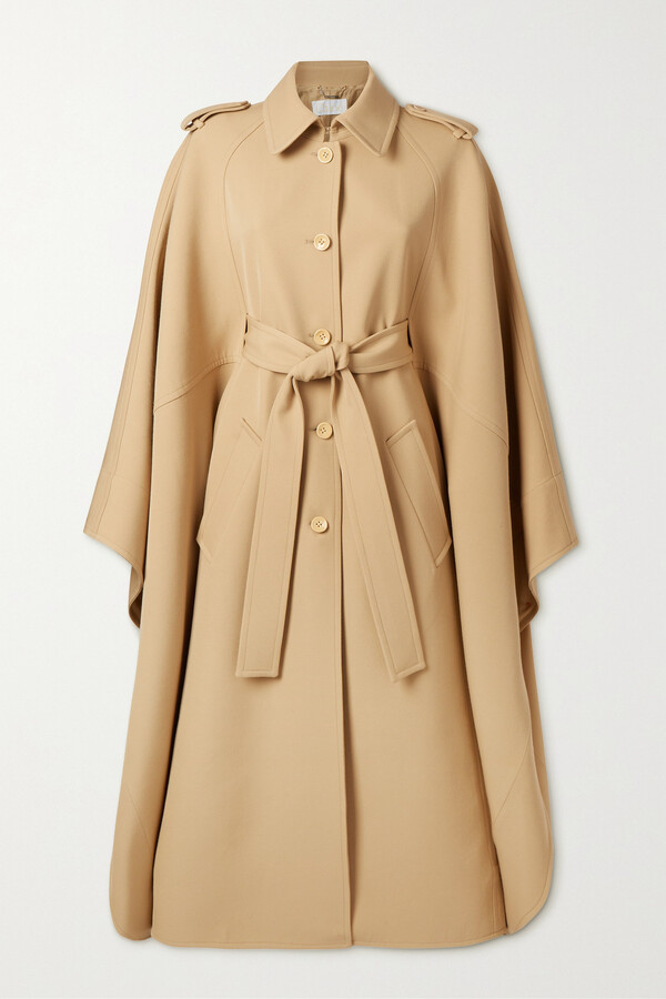 Chloé Belted Capeeffect Wool Trench Coat Neutrals ShopStyle
