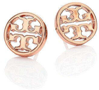 Tory Burch Logo Stud Earrings - Rose Gold | ShopStyle