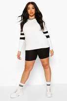 Thumbnail for your product : boohoo Plus Stripe Sleeve Crew Neck Long Sleeve T-Shirt