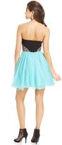 Thumbnail for your product : Blondie Nites Juniors' Strapless Colorblock Dress