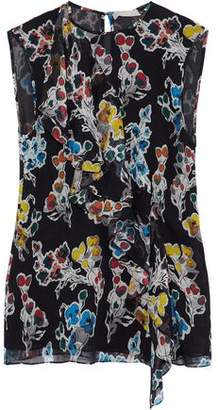 Jason Wu Ruffled Floral-Print Crinkled Silk-Georgette Top