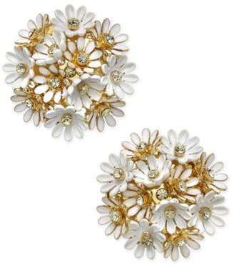 Kate Spade Gold-Tone Crystal & Imitation Pearl Flower Cluster Stud Earrings