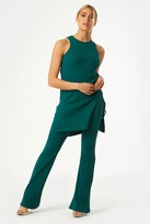 Thumbnail for your product : Little Mistress Mylan Emerald Green Ribbed Flared Trousers Co-ord