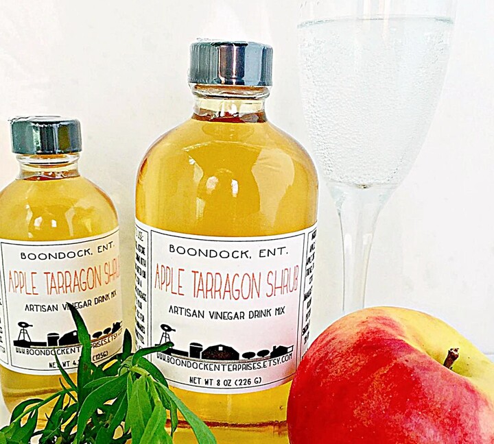 Apple Tarragon Shrub - Herbal Infused Drinking Vinegar Cocktail & Non Alcoholic Drink Mixer