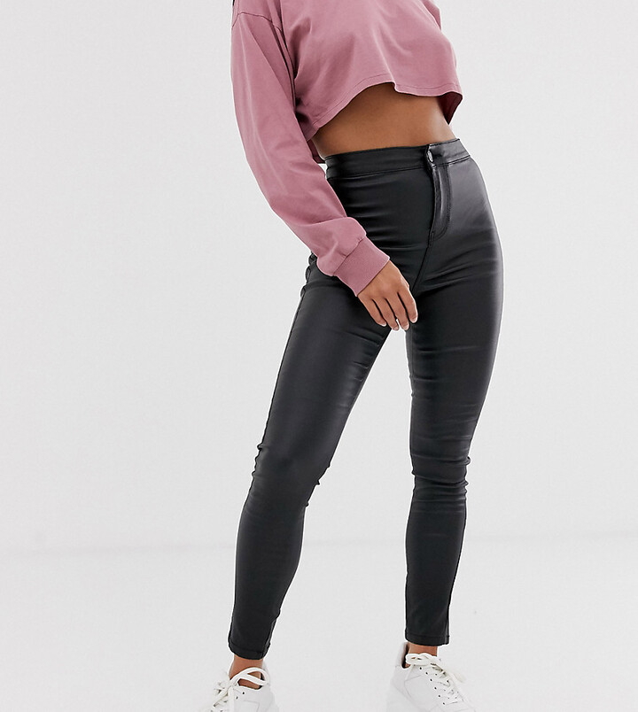 Noisy May Petite coated skinny jeans in black - ShopStyle