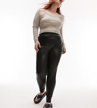 Topshop faux leather skinny fit pants in black