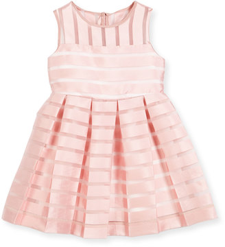 Milly Minis Sleeveless Pleated Sheer Stripe Dress, Size 4-7