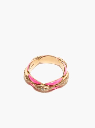 Melissa Kaye Ada Diamond, Enamel & 18kt Rose-gold Ring - Pink Multi