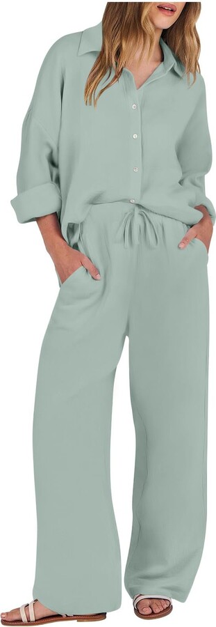 Generic Lounge Wear Sets for Women Uk Piece Linen Set Track