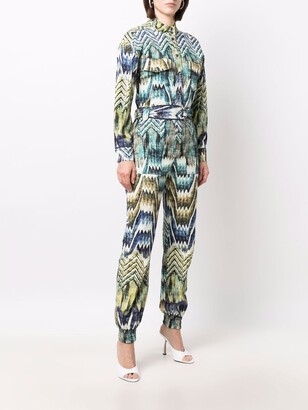 CHUFY Patterned Belted Jumpsuit