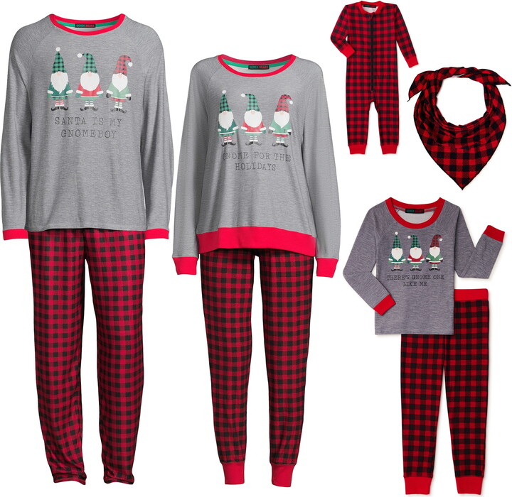 Derek Heart Baby Unisex Gnomes Holiday Matching Family Pajamas, 1-Piece, Sizes NB-12M