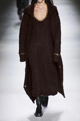 Bottega Veneta Chain-embellished Wool-blend Coat - Dark brown
