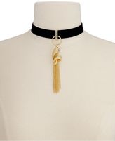 Thumbnail for your product : Thalia Sodi Gold-Tone Pavé Snake & Chain Tassel Black Velvet Ribbon Choker Necklace, Created for Macy's