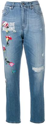 Love Moschino embroidered details distressed jeans