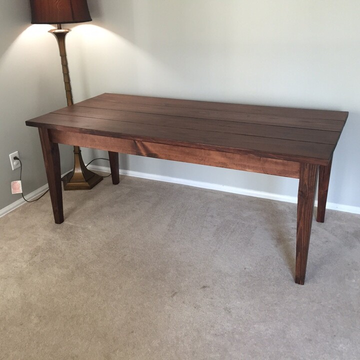 Red Mahogany Farmhouse Table With Tapred Legs/Farm Harvest Rustic