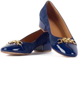 House of Fraser Chesca Blue Gold Suede And Patent Shoes