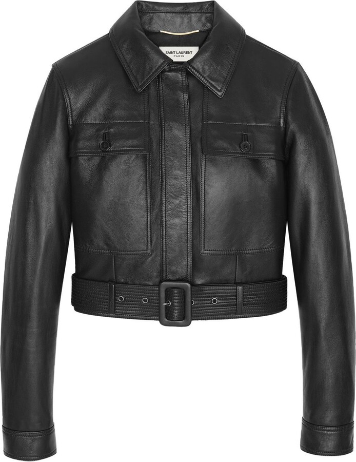 Saint Laurent Belted Leather Flight Jacket ShopStyle